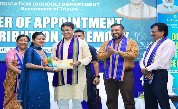 Tripura CM Dr Manik Saha distributes job offers to 228 GTs & UGTs in Agartala.
